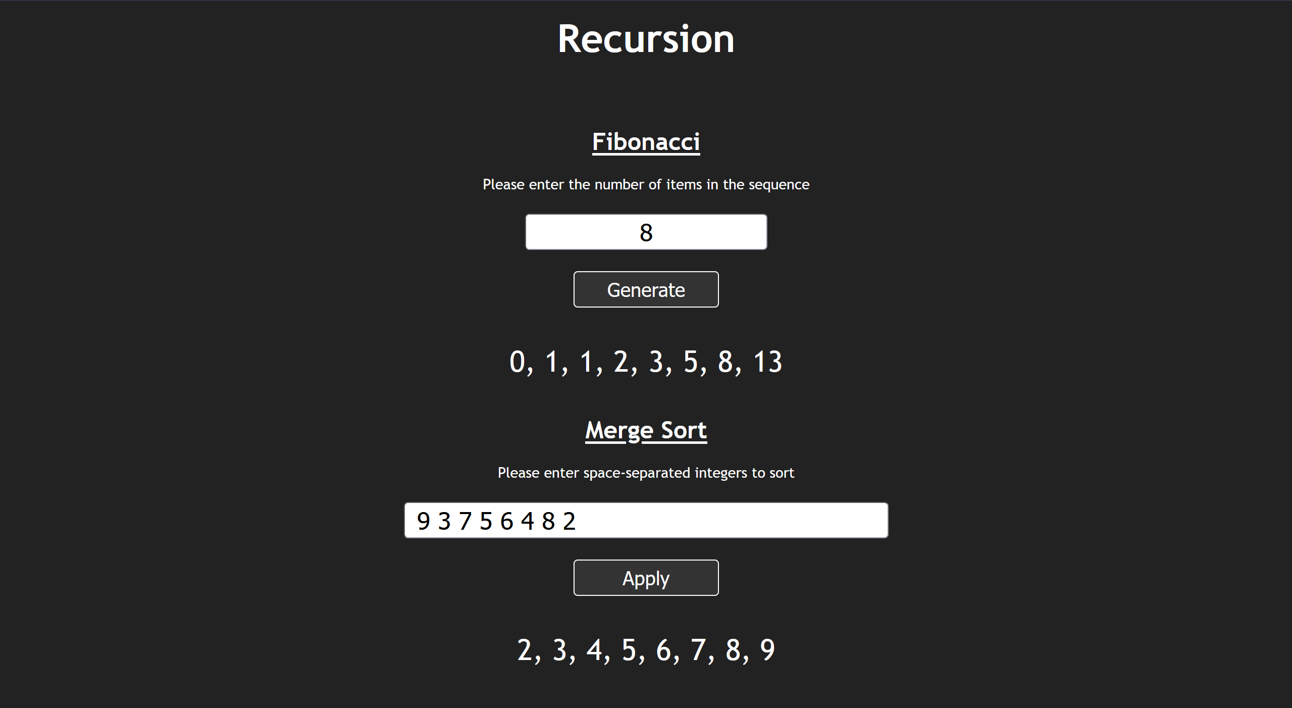 A screenshot of one of my projects